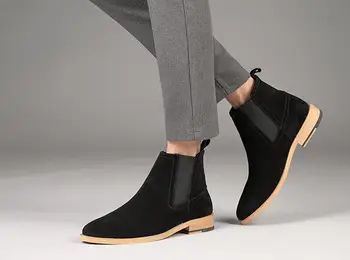 

Martin boots men's leather 2019 new trend high boots leather boots set feet Chelsea boots men