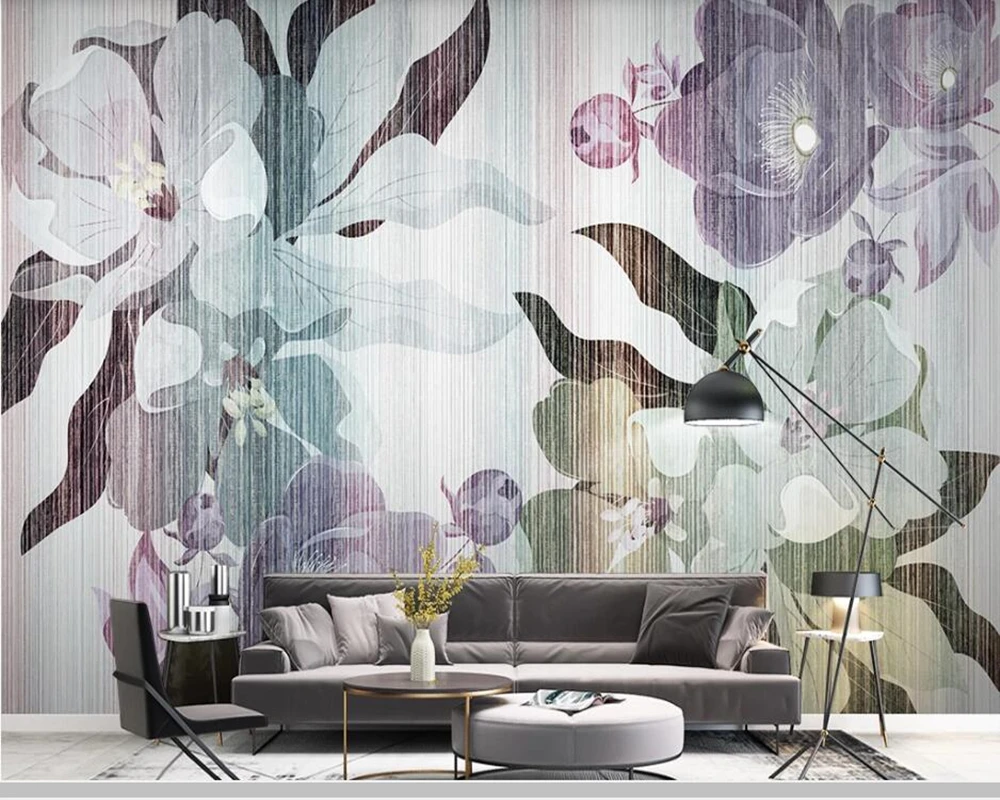 

Papel de parede Nordic modern plant flower retro 3d wallpaper,living room tv sofa wall bedroom wall papers home decor mural
