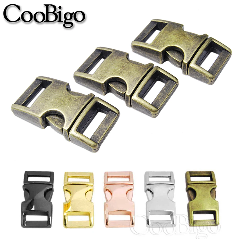 Metal 3/8" 10mm Side Release Buckle 5pcs Paracord 550 Bracelet Projects Pets Collar Webbing Backpack Strap Bag Accessories