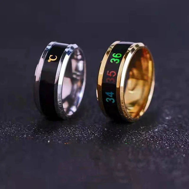 Anillos inteligentes sensibles a la temperatura para hombres y mujeres,  joyería impermeable, acero de titanio, sensación de emoción del estado de  ánimo