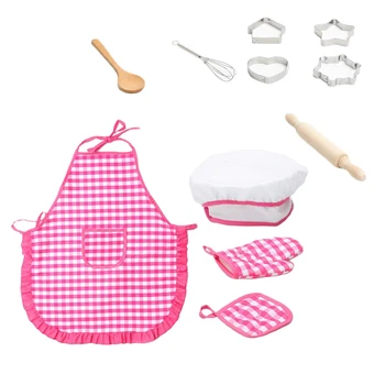 

11PCS Kids Kitchen Pretend Play Toys Play Cooking Set with Apron & Chef Hat