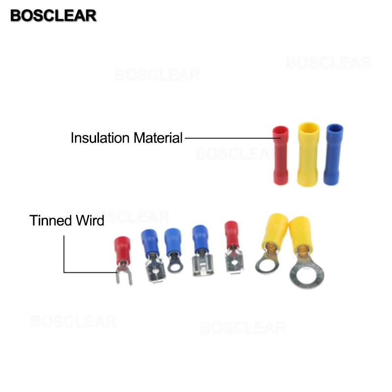 175/180/360PCS Assorted Insulated Electrical Wire Crimp Cable Connector Spade Butt Ring Fork Set Ring Lugs Rolled Terminals Kit