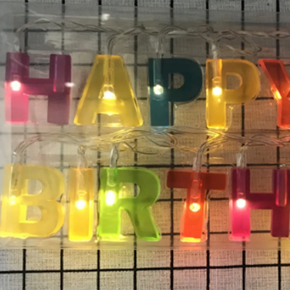 

Battery Power String Light LED Letter Shaped Happy Birthday Fairy Lights Garland Holiday Party Lamp Christmas Decor Festoon