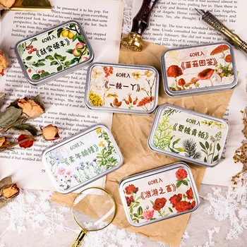 

60 Pcs/bag iron box flower plant mini paper sticker decoration stickers DIY diary decoration sticker album scrapbooking