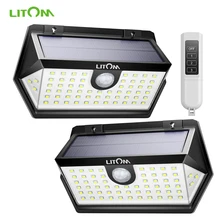 2 шт., LITOM Advanced 63 светодиодный солнечный садовый светильник, новая система движения PIR, солнечные огни, открытый IPX7, водонепроницаемый датчик движения, лампа