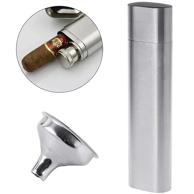 for Alcohol Lovers Stainless Steel Flask Lightweight Hip Flask Gift Cigar Holder