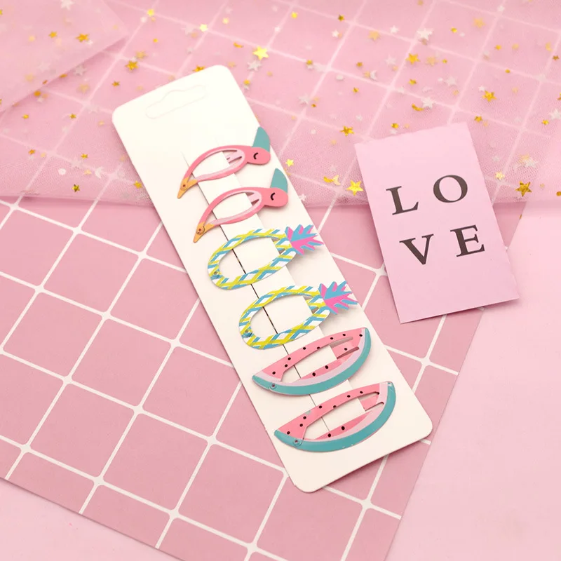 6 Pcs/set Cartoon Mermaid Baby Hair Pins Princess Baby Hair Clip Lot Girls Rainbow Baby Hair Clips Metal Accessories Cute Candy