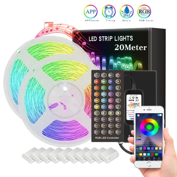 

12V Waterproof 5M Bluetooth APP Remote LED Strip Lights 5050 RGB Color Change Tape Diode DC 12V+ Remote Control +Adapter