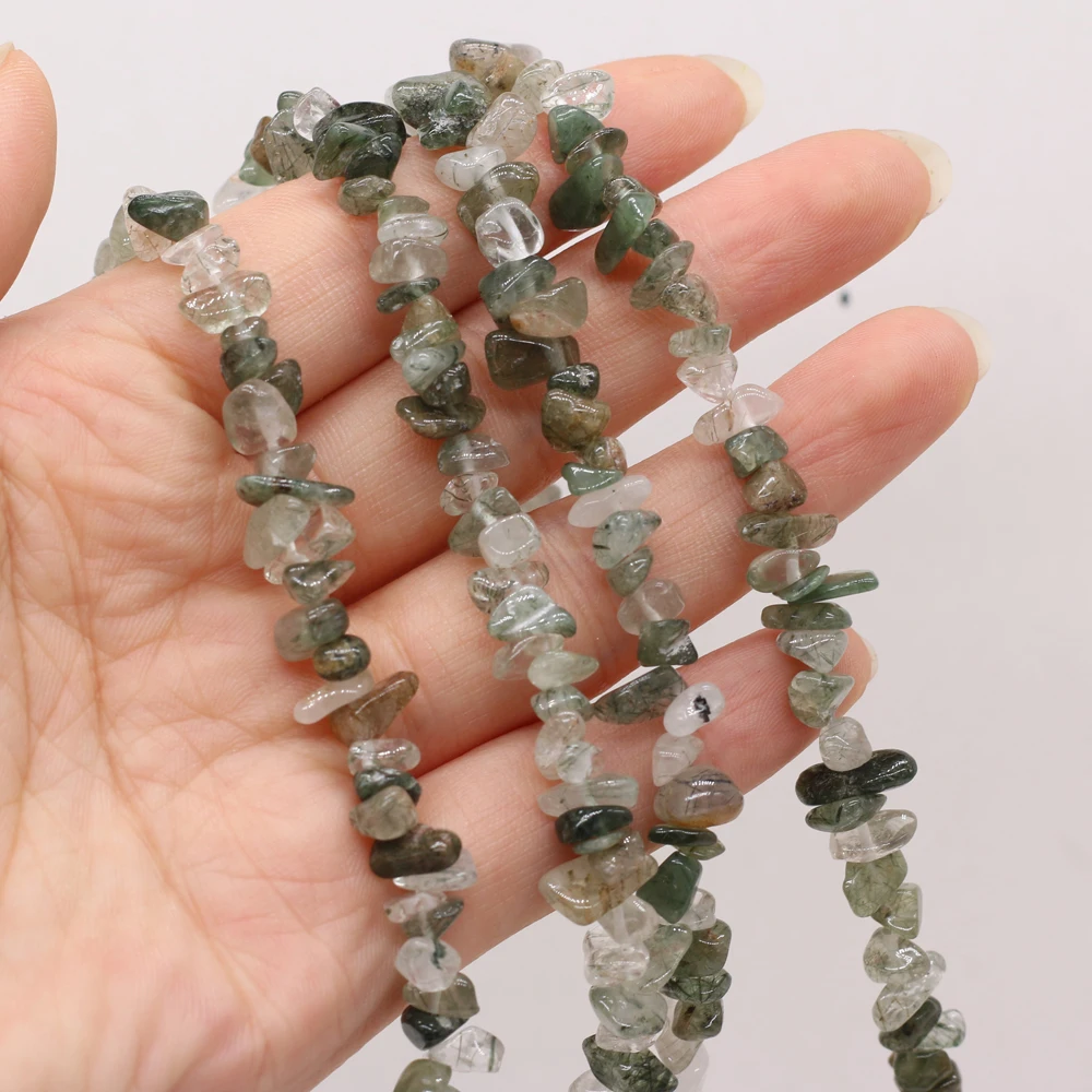 Natural Semi-precious Good Quality Stone Green Rutilated Quartz 5-8mm For DIY Necklace Earrings Accessories Gift Length 40cm | Украшения и