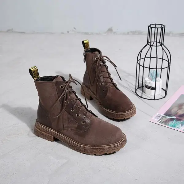 Bootee/ г. Женские ботинки до середины икры Осенняя обувь женские ботинки на не сужающемся книзу массивном каблуке со шнуровкой, с круглым носком, Роскошный дизайнерский резиновый рок - Цвет: 2