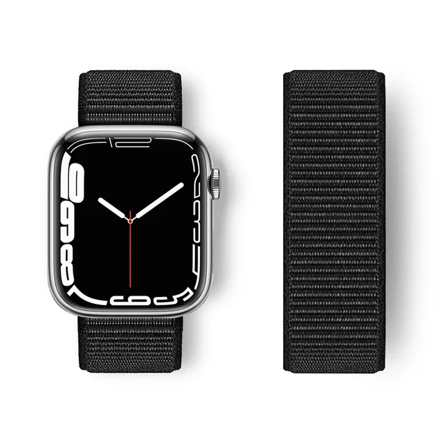 Nylon Strap for Apple Watch Band Series 765 45mm 41mm44mm 40mm  Smartwatch Watchband Belt Sport Bracelet on iWatch 4 3 42mm 38mm Pure black