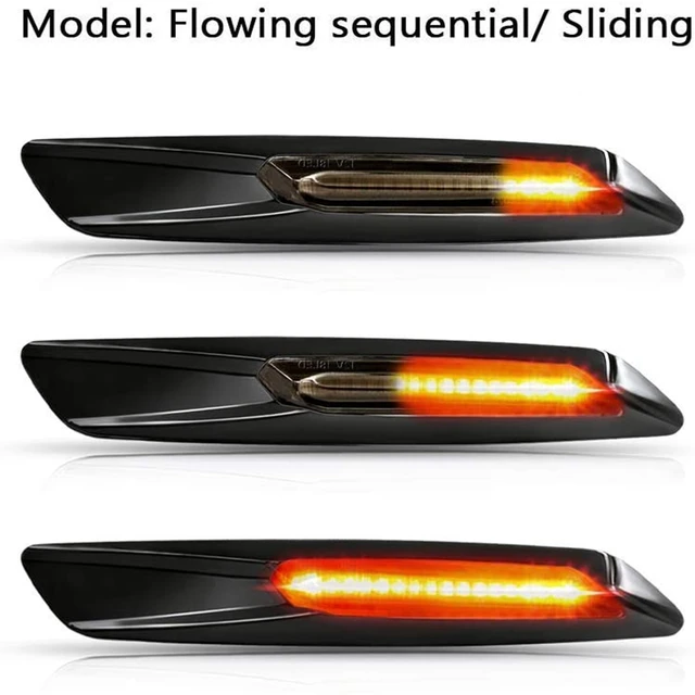 Feu de signalisation latéral LED ambre dynamique 12V, clignotant, pour BMW série 1 3 5 F30 E90 E91 E92 E93 E46 E60 E61 BMW F10, 2 pièces 