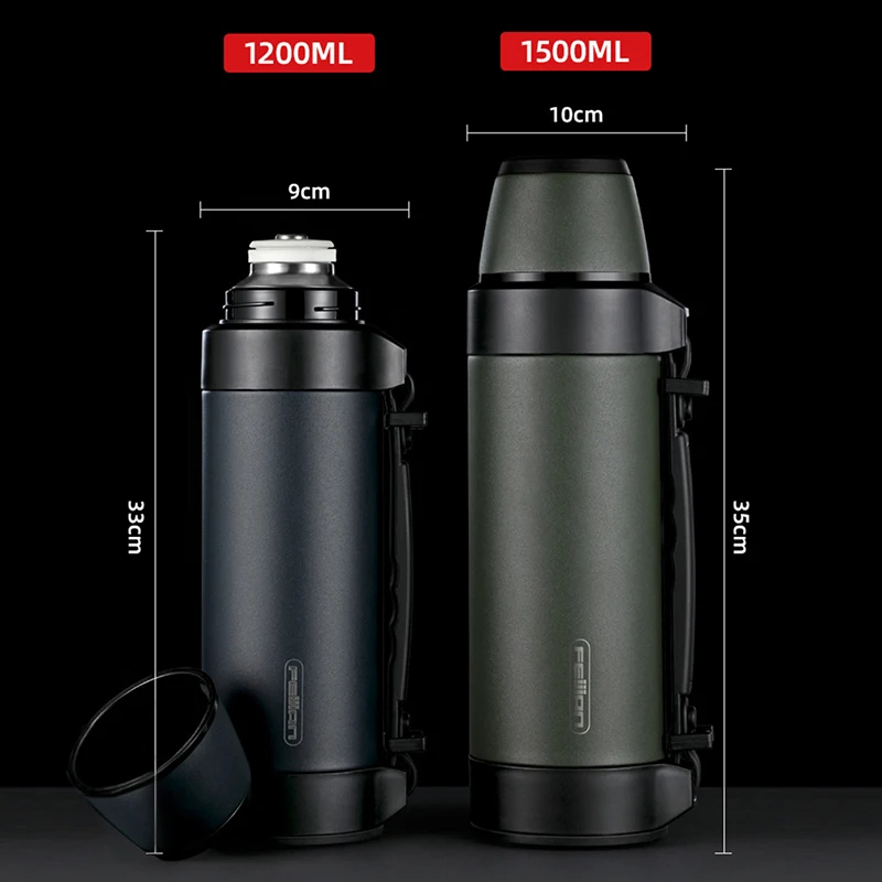 FEIJIAN Large Capacity Thermos, Travel Portable Thermos bottle , Thermal  mug, Water bottle, Stainless Steel ,1200/1500ML