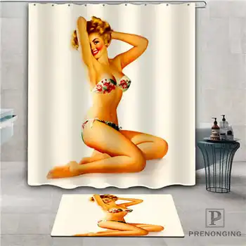 

Custom pin-up-girl (1) Waterproof Shower Curtain Doormat Home Bath Bathroom Polyester Fabric Multi Sizes#2019-1-05-73