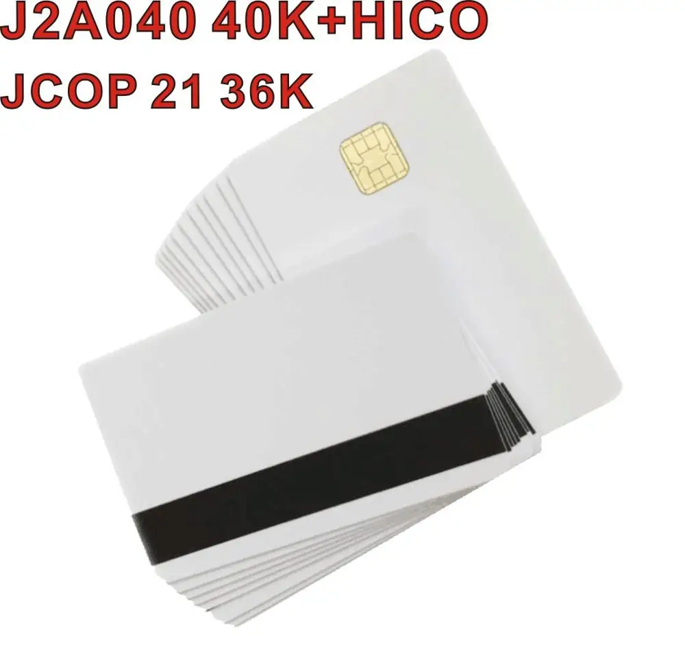 10 шт. чистый белый J2A040 ic java смарт-карты с Hi-co с магнитной полосой, cr80 марка «hico» магнетическая лента совместим с JCOP21 36 кГц