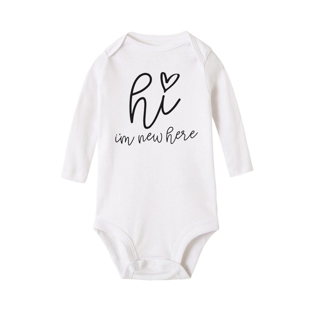 I'm New Here Letters Print Newborn Baby Bodysuit Long Sleeve Body Baby Boy s Baby Girl Outfits Clothes