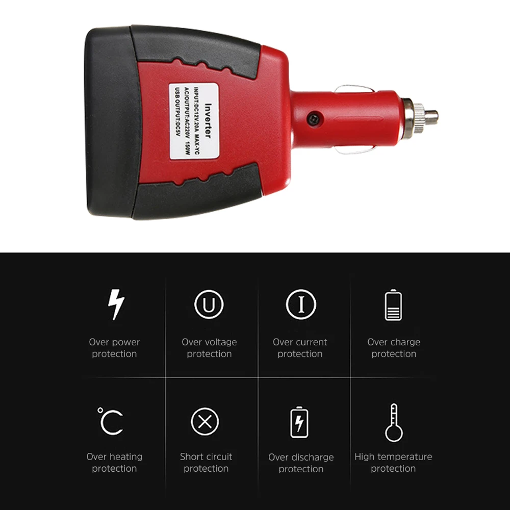 Автомобильный инвертор AOSHIKE USB 2.1A 75 Вт 150 DC 12 В AC 220 110 конвертер адаптер с