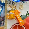 New Cartoon Orange Cat Keychain Cute Good Luck Bag Car Metal Keyring Soft PVC Lanyard Girl Boy Lover Gift 2