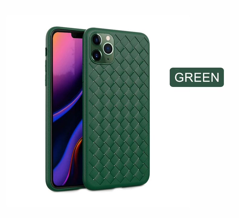 Чехол с дышащей сеткой для iPhone 11 Pro Max XS 6 6S 7 8 Plus X XR кожаный ткачество ТПУ BV сетка крышка iPhone11 силиконовый чехол - Цвет: Green