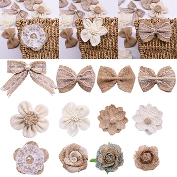 

5Pcs Vintage Rustic Jute Hessian Burlap Rose DIY Handmade Craft Artificial Flowers Wedding Party Home Decoration