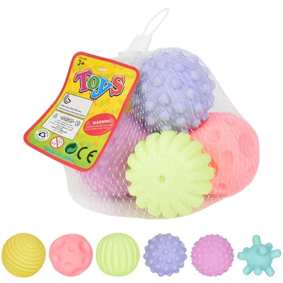 6 шт./партия, мягкие пластиковые многотекстурные детские игрушки с шариками для рук, Детские Обучающие скалолазание, тактильные сенсорные массажные мячи, детские игрушки - Цвет: 6pcs