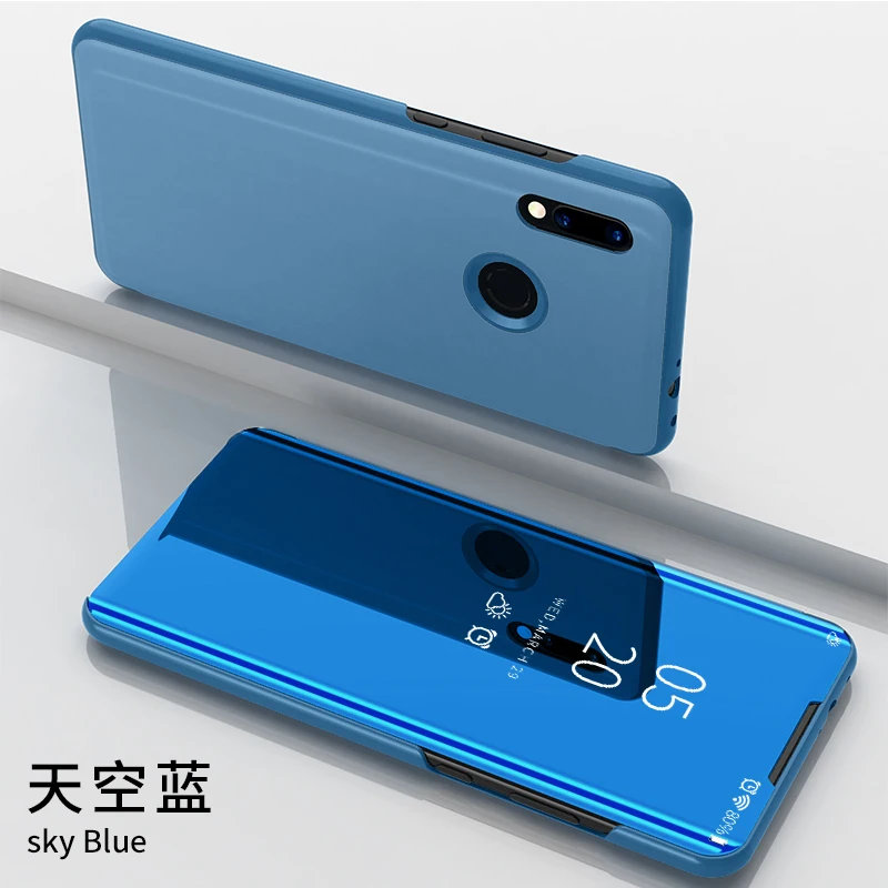 Для zte V10 Vita чехол, зеркальный флип-чехол, кожаный чехол для телефона zte Blade V10 Vita, защитный чехол для телефона с подставкой - Цвет: Blue