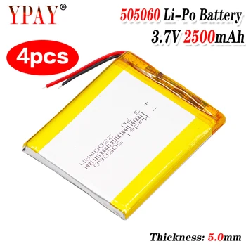 

4pcs 505060 3.7v 2500mAh li-ion Lipo cells Lithium Li-Po Polymer Rechargeable Battery For interphone Bluetooth speaker POS GPS