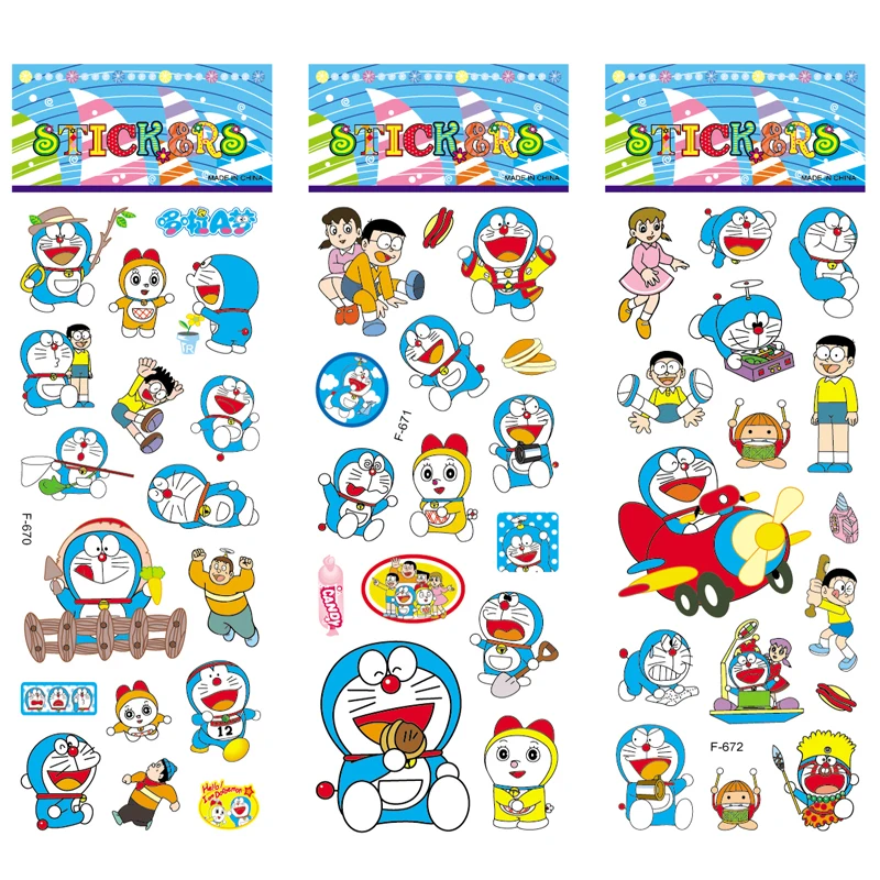 

6pcs/set 3D Bubble Doraemon Stickers Scrap booking For Kids Toys Cartoon Notebook Diary Decoration Label Cute Sticker Toys