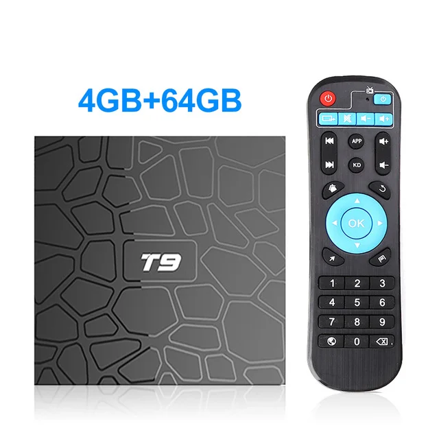 Android 9,0 tv Box T9 4 Гб ram 64 Гб rom RKchip четырехъядерный Bluetooth 4,0 USB 3,0 4K телеприставка 2,4G/5G двойной wifi смарт медиаплеер - Цвет: 4GB 64GB