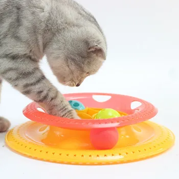

Interactive Non-slip Pet Toys Play Disc Amusement Plate Turntable Toys Funny Cat Plate Pet Toys Cat Crazy Ball Disk Track Ball
