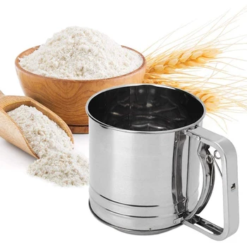 

Hand Held Flour Sifter Stainless Steel Large Sifter For Baking Flour Powdered Sugar Double Layer Flour Shaker Kitchen Gadget