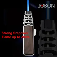 

2021 New JOBON New Strong Outdoor Long Gun Spray Butane Tube Lighter Kitchen Barbecue Metal Turbine Windproof Cigar Lighter