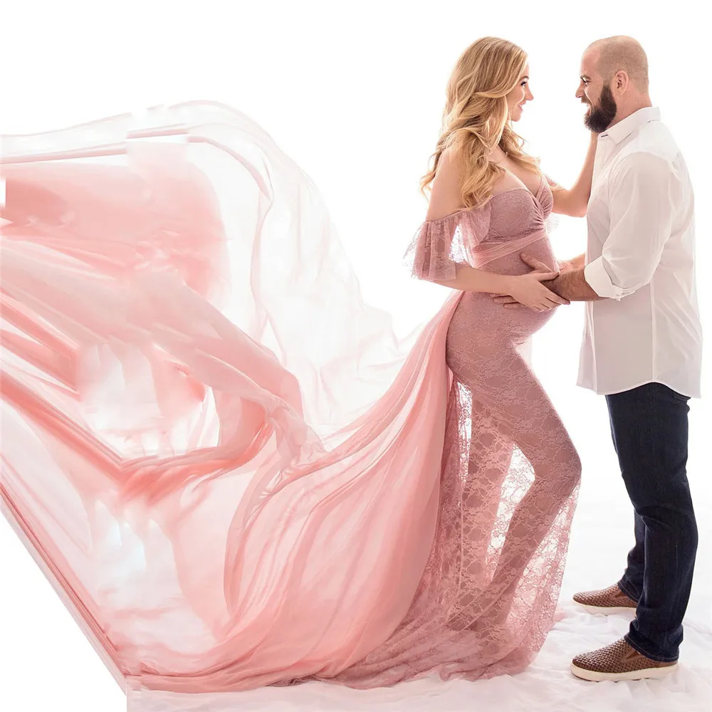 Sexy Lace Maternity Dresses Photography Props Chiffon Shawl Fancy Pregnancy Dress For Photo Shoot Long Pregnant Women Maxi Gown (2)