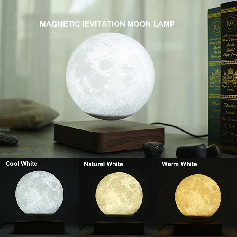 

Creative 3D Magnetic Levitation Moon Lamp Night Light 14cm Rotating Led Moon Floating Lamp Home Decoration Holiday Gifts