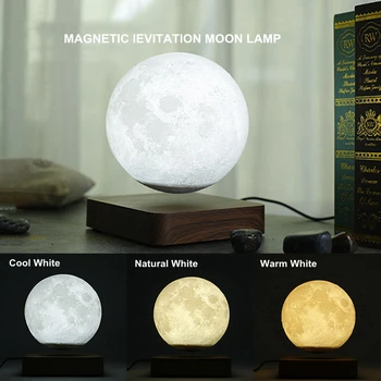

Creative 3D Magnetic Levitation Moon Lamp Night Light 14cm Rotating Led Moon Floating Lamp Home Decoration Holiday Gifts