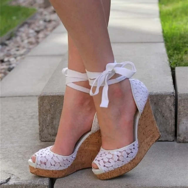 Original Intention Women Sandals Fashion White Lace Strappy Platform Wedge  Heels Bridal Sandals Shoes Woman Plus Us Size 3-16 - Women's Sandals -  AliExpress