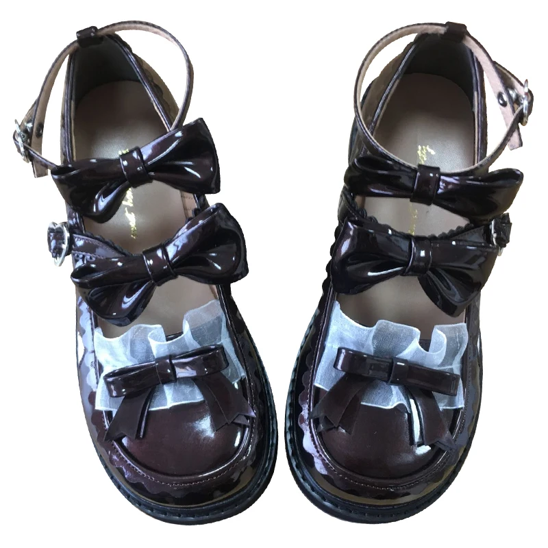 

Kawaii Low Heel Cute Lolita Shoes Japanese Bowknot Buckle Tea Party Sweet Loli Jk Uniform Round Toe Anime Shoes