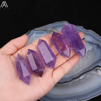 

Natural Amethysts Quartz Double Point Magic Wand Healing Jewelry Crystal Mineral Ornament Home Decoration Jewelry DQKWJT-02AMAC