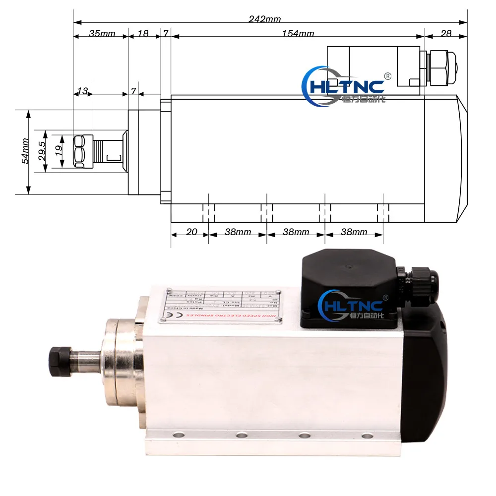 CNC 1 5 кВт 380 В 220 110 с воздушным охлаждением шпинделя набор 1500 Вт квадратное