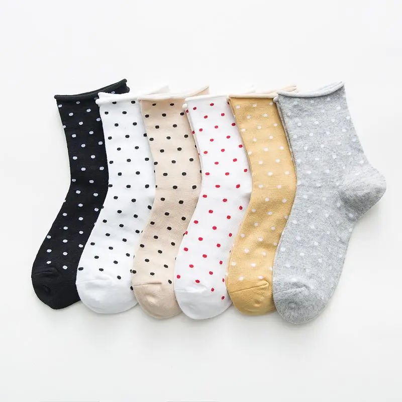 

New Crew Socks Women's Stylish Cotton Comfortable White Pink Black Warm Polka Dot Minimalist Fashion Men's Socks Japanese-Style