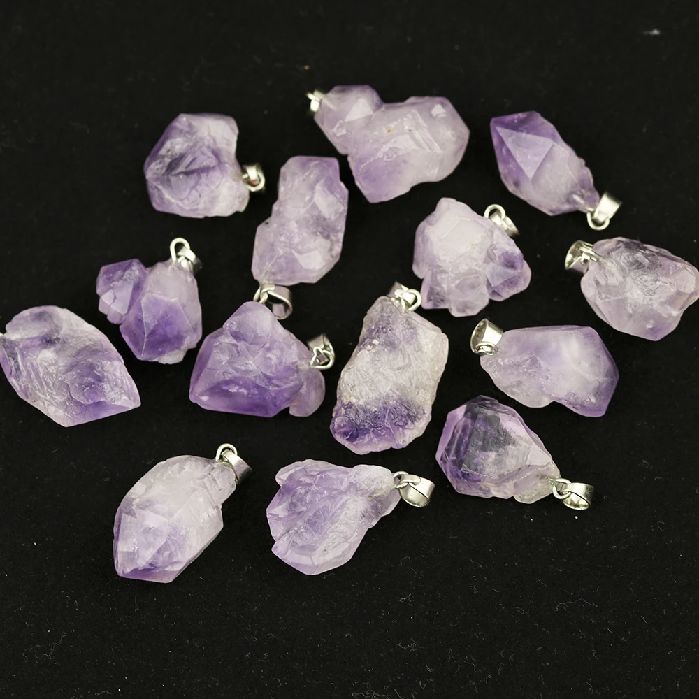 Natural Crystal  Amethyst Pendant 10-18mm Irregular Pendants Charms For Diy Earrings Necklace Jewelry Making