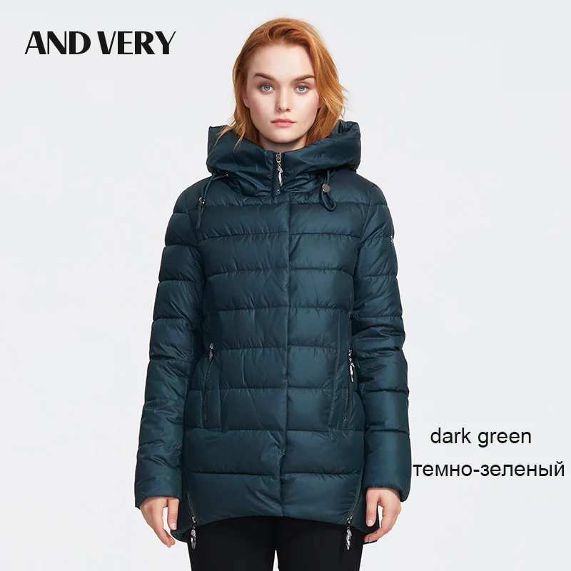 dark green S13 ANDVERY Осень новое поступление женский пуховик воротник темный короткий стиль парка плотное хлопковое с капюшоном пальто женская на молнии 6525 - Color: dark green S13
