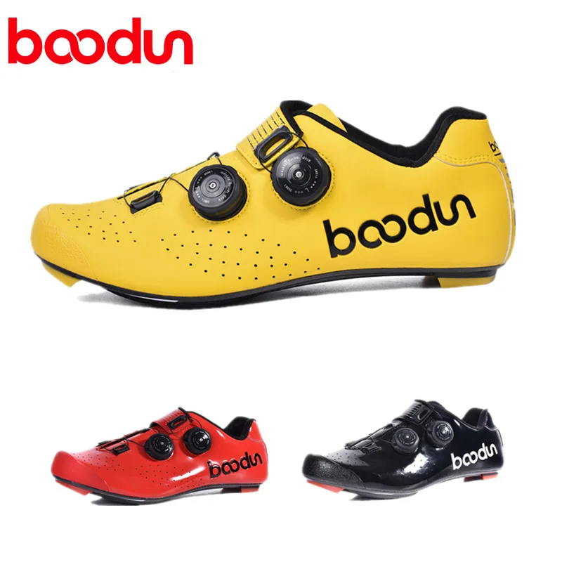 

BOODUN New Ultralight Carbon Fiber Road Cycling Shoes Self-Locking Pro Bike Breathable Bicycle Racing Athletic Sneakers Men Shoe