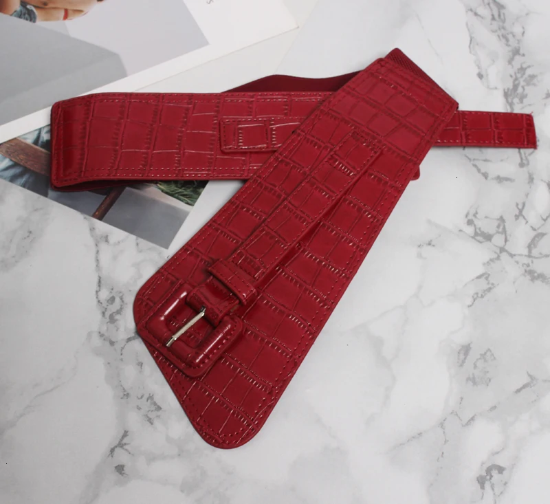 red Модный женский пояс из искусственной кожи Ulticolor, симметричный и широкий, подходит для осени и зимы, 1521 - Цвет: red