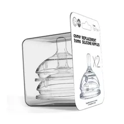 Silicone Baby Nipple Replacement Set: Variable Flow for Ages 0 - 6 Months (2 - Pack) (3 hole)