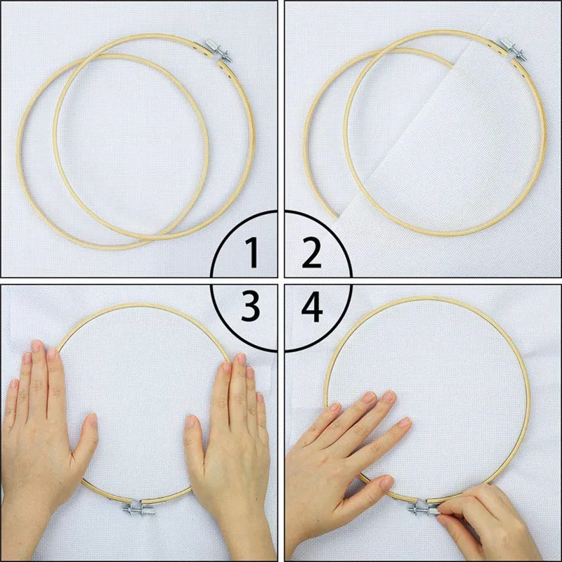 Wooden Magic Embroidery Pen Punch Needle Felting Threader Set Needlework Kit with Embroidery Hoop Fabric Cloth Set For Women (6)