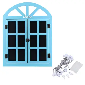

1Pc Creative Fake Window Blackboard with Light Window Shape Vintage Chalkboard Erasable Message Board Wall Decoration for Home