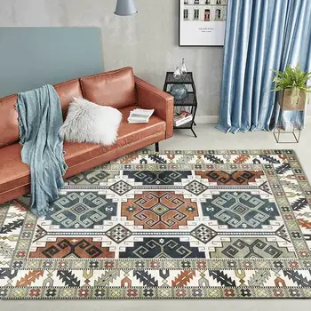 

Cross Border on Behalf of Fashion Ethnic Geometry Lattice Greyish Green Kitchen Living Room Bedroom Bedside Rug Customized Floor