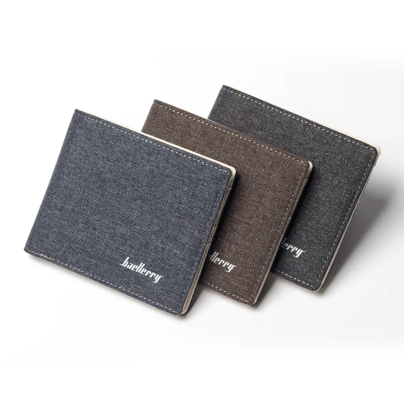 

Canvas Wallet Men Solid Young Man Fashion Slim Wallets Bifold Purse Student Soft Luxury Quality Money Clip Short Style Purses