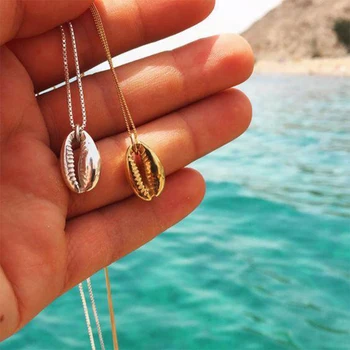 

Vintage Gold Silver Color Fashion Conch Shell Necklace For Women Shape Pendant Simple Seashell Ocean Beach Boho Jewelry Gift